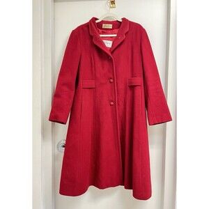 Vtg 60s 100% Pure Wool Bromleigh Long Jacket M  Red USA Made N-253
